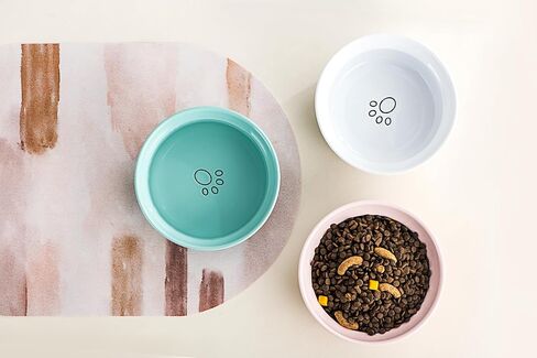 Ceramic Dog Bowls, Pet Feeding Bowls for Cats and Small Dogs 20 oz (6", Blue/Pink/White) in Saudi Arabia