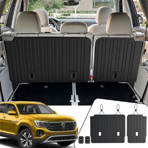 Cargo Mat with Backrest Mats for 2018-2024 Volkswagen Atlas 6/7 Seats Accessories, All Weather TPE Protectors Cargo Liner Seat Back Covers(Cargo Mat with Backrest Mats)
