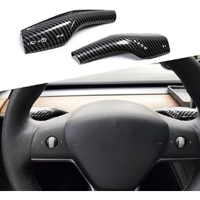 XTnueort for Tesla Model 3/Y Steering Lever Gear Shift Cover, for Tesla Model Y/3 Interior Decorative Accessories (A-Matt White)