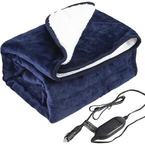 Machine Washable Car Electric Blanket Flannel Sherpa 12 Volt Heated Travel Blanket Plug in Heating Throw for Car Truck SUV Van 40x55" with Controller 3 Heating Level Gray in Saudi Arabia