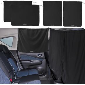 KINGKI Set of 3 Car Window Shades - 95% Light Blocking Sunshades, 1 Privacy Divider Curtains & 2 Side Window Covers, Wide Sedan SUV Accessories for Kids Baby Travel Camping Nap Sleeping
