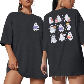 Halloween Shirts for Women Halloween Ghost Shirt Halloween Fall Shirt Retro Oversized T Shirts Short Sleeve Tee Tops