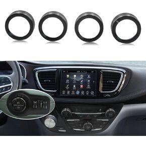 for Chrysler Pacifica/Pacifica Hybrid/Voyager Air Conditioner, Headlight Knob Cover Kit (4pcs，Black)