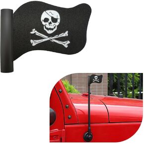 Pirate Flag Car Antenna Topper, Skull Crossbones Partern Automotive Antenna Topper, Cool Pirate Flag Shaped Auto Antenna Ball for Most Vehicles, Universal Car Accessories