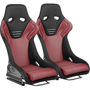 DNA MOTORING Pair of Universal Fixed Position Bucket Racing Seats with Sliders,23.5" W X 21" D X 39" H,Blue/Black,RS-JBR-012-BL