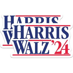 (2 Pack) Harris Walz 2024 Election Stickers - Kamala Harris and Tim Waltz '24 Election - 5 Inches On Longest Side - Premium Quality Vinyl - Made in USA - HW006