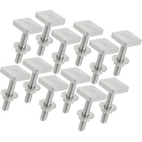 ACROPIX Car Roof Rack T Shaped Slot Bolt M6 W/Nuts Washer T Shaped Track Bolts Roof Rack Cargo Carrier Bolt Accessories Stainless Steel (Pack of 12) Car Parts