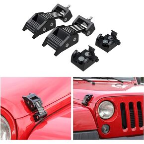 ASLONG 2PCS Hood Latches Catch Kit U.S. Flag Style Black Aluminum for Jeep Wrangler JK JKU 2007-2018 & 2018-2021 Jeep Wrangler JL JLU Gladiator JT，Pair