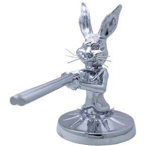 1PCS Rabbit Gunslinger Hood Ornament, Metal Car Truck Hood Ornament Sculpture Vintage 3D Rabbit Decorative Emblem for Cars Trucks Chrome Handmade Cast Statue Decor with Mounting Screw Set