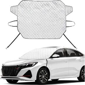 EXQUISLIFE Car Windshield Snow Ice Cover with 3 Layers Protection, Windshield Snow Ice Cover with Magnetic Edges Used for Snow Protection, Rain and Sun, Fits for Most Standard Cars & SUV.