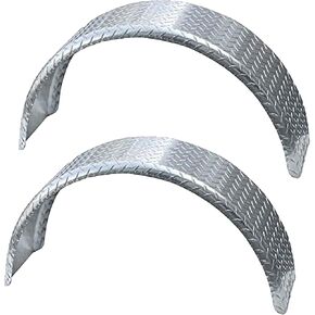 Tie Down Trailer Fenders Single Axle - Diamond Plated - Aluminum Trailer Fender - 13-16" Wheel Size - 33.74" Long 9" Wide 14.88" Tall (2 Fenders)