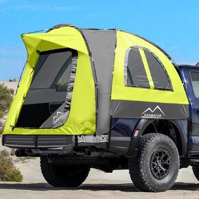 Pickup Truck Tent, Waterproof PU2000mm Truck Tent for Camping 5.5-6.5 Ft Bed,2-Person Sleeping Truck Bed Tent with Double Layer Design Windows, Pickup Tent with Expandable Triangle Sunshade Awning