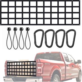 Heavy Duty Tailgate Net for Mid Size Trucks, 50'' x 15'' UV-Resistant Polyester Adjustable Tailgate Cargo Net, Fits for Ford, Toyota, GMC, Dodge RAM, Jeep