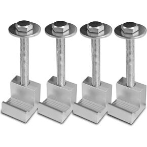 4PCS Truck Tool Box Mounting Kit, J Hook Truck Crossover Tool Boxes for Bed of Truck Aluminum Pickup Toolbox Rail Mounting Kit for Fix Tool Boxes Tie Downs Comes With Fastening Nuts(Silver)