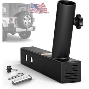 Boslla Hitch Flag Pole Holder, Trailer Hitch Flagpole Mount Universal for Standard 2 inch Hitch Receivers, Compatible with Truck Jeep Pickup RV SUV (Black&Red)