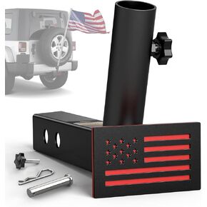 Boslla Hitch Flag Pole Holder, Trailer Hitch Flagpole Mount Universal for Standard 2 inch Hitch Receivers, Compatible with Truck Jeep Pickup RV SUV (Black&Red) in Kuwait