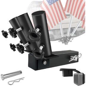 ROBLOCK Hitch Mount 3 Flag Pole-Holder with 2-Inch Hitch Cover for Truck, Quick Installr Flag Mount Traile,Durable Double Knob Fixation,Suitable for Jeep,Trailers,Trucks, SUVs, RVs and Pickups
