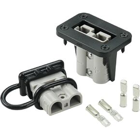 1 Pair 50A Battery Quick Connector w/ 8AWG 1.3FT Cables O-Ring 12V Wire Harness Plug Connector Kit for Winch Trailer Towing Systems Gray