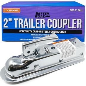 Trailer Coupler 2 Inch Trailer Coupler Various Trailer Tongue Widths Straight 2", 2.5" or 3" Width Channel for 2 Inch Trailer Hitch Coupler Ball Boat Trailer Parts Marine Grade Class III 3" Tongue