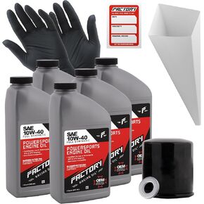 Oil Change Kit compatible with Kawasaki KAF700 Mule Pro-MX – Includes 5 Quarts of 10W-40 Full Synthetic Oil, 1 Filter, 1 Crush Washer, 1 Funnel, 1 Oil Change Sticker