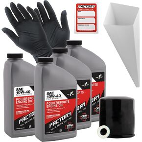 Oil Change Kit compatible with Kawasaki ZX1000 VN800 VN900 VN1500 KLF400 – Includes 4 Qts of 10W-40 Full Synthetic Oil, 1 Filter, 1 Crush Washer, 1 Funnel, 1 Oil Change Sticker