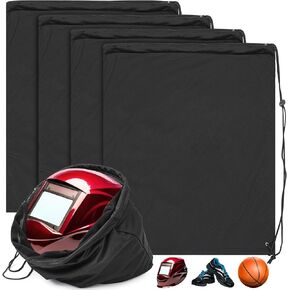 4 Pcs Welding Helmet Bag Microfiber Hood Storage Bag with Drawstring Locking Large Storage Helmet Carrying Bag Lightweight for Welding Motorcycle Bicycle Bike Sport Riding Travel Racing