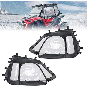 KEMIMOTO Soft Upper Doors Fit with Side Mirrors and Windshields, Compatible with Polaris RZR XP 1000 / XP Turbo 2014-2023 UTV Cab Enclosures Upgrade Zippers 3-Pane Window - 2 Seater