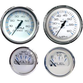 Faria Beede Instruments Faria KTF002 O/B 4-Gauge Boxed Set - Chesapeake White, Stainless Steel