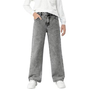 Verdusa Boy's Elastic Waist Straight Leg Denim Jeans Pants with Pockets