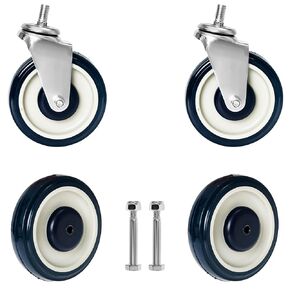 Shopping Cart Wheels 5" Cart Wheels TPU Shopping Cart Wheels Replacement Blue Caster Wheels with Screws and Nuts Silent Wheels for Cart（Blue, 4 Pack）