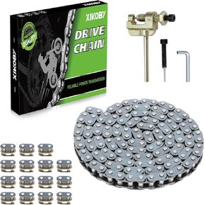 T8F Chain 134 Link Drive Chain Breaker Compatible with SYX Moto 50cc Dirt Bike Mototec SSR X-pro Coolster 47cc 49cc 2 Stroke Engine Pocket Rocket Pit Bike Mini ATV Quad 4 Wheeler Go Kart Parts