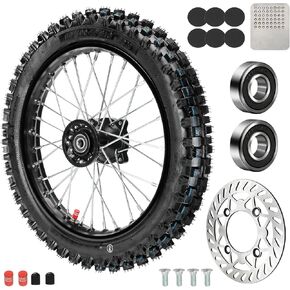60/100-14 2.50-14 Front Dirt Bike Wheel Tire Assembly for 140cc 125cc 110cc SSR Apollo Coolster CRF70 KLX110 TTR90 PW80 RM60 Taotao DB14 Motorcycle Pit Bike Parts with Brake Disc 15mm Bearings