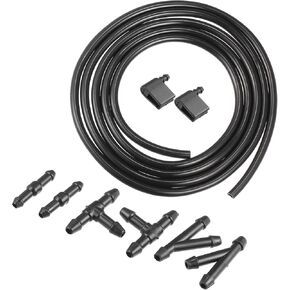 Motoforti Windshield Wiper Washer Nozzle Spray Jet, for Mercedes-Benz Sprinter 3500 2010-2022, Plastic, with 2m Windshield Washer Hose, No.2E1955985, Black, 9pcs