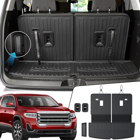 Cargo Mat Backrest Mats 2-in-1 Design for 2017-2023 GMC Acadia 6/7 Seats Accessories, All-Weather TPE Trunk Mat Cargo Liner Protector for GMC Acadia(Cargo Mat with Backrest Mats) in Kuwait