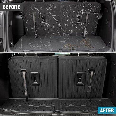 Cargo Mat Backrest Mats 2-in-1 Design for 2017-2023 GMC Acadia 6/7 Seats Accessories, All-Weather TPE Trunk Mat Cargo Liner Protector for GMC Acadia(Cargo Mat with Backrest Mats) in Kuwait