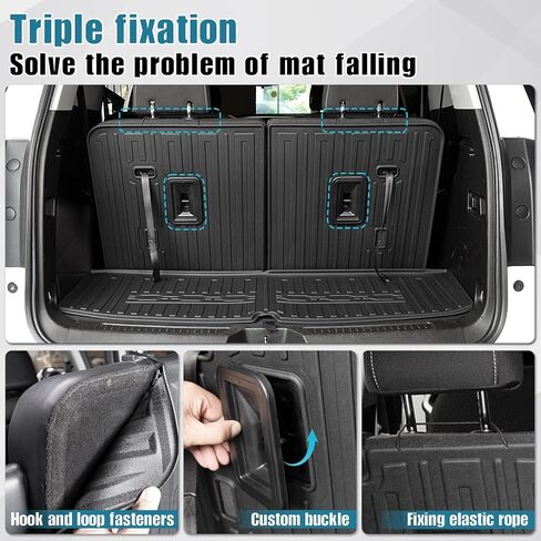 Cargo Mat Backrest Mats 2-in-1 Design for 2017-2023 GMC Acadia 6/7 Seats Accessories, All-Weather TPE Trunk Mat Cargo Liner Protector for GMC Acadia(Cargo Mat with Backrest Mats) in Kuwait