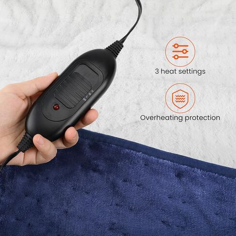 بطانية سيارة كهربائية قابلة للغسل في الغسالة مع شحن USB سريع 12 فولت 75 وات بطانية سفر دافئة من الفلانيل لتدفئة السيارة والشاحنة وسيارات الدفع الرباعي فان 40 × 55 بوصة مع وحدة تحكم 3 مستويات تسخين رمادية in Saudi Arabia