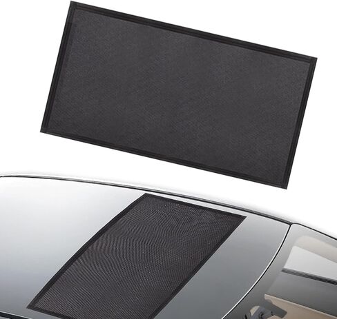 Ajxn قطعة واحدة من شبكة تظليل فتحة سقف السيارة، 39.3 بوصة × 25.5 بوصة، غطاء حماية من أشعة الشمس والغبار الحراري، غطاء قابل للتنفس من نوع الامتزاز للتخييم، عالمي لمعظم السيارات (أسود) in Kuwait