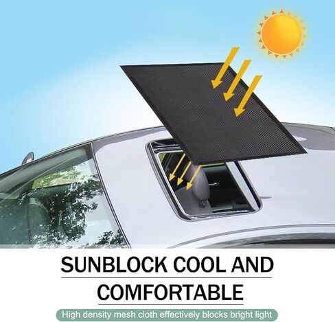 Ajxn قطعة واحدة من شبكة تظليل فتحة سقف السيارة، 39.3 بوصة × 25.5 بوصة، غطاء حماية من أشعة الشمس والغبار الحراري، غطاء قابل للتنفس من نوع الامتزاز للتخييم، عالمي لمعظم السيارات (أسود) in Kuwait