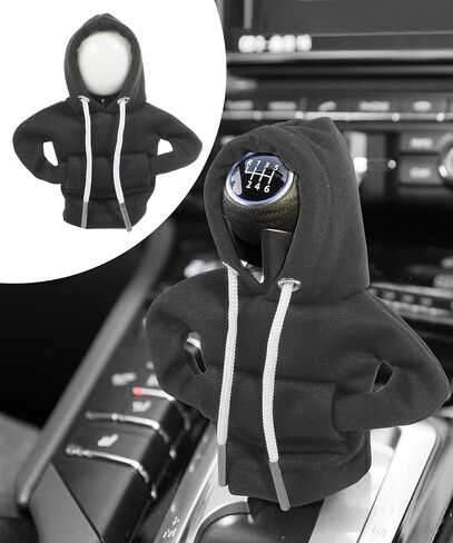 RACOONA Gear Shift Hoodie,Car Decor Car Gear Shift Cover,Gear Shift Knob Cover Gear Shift Hoodie Cover, Car Shift Knob Hoodie,Fashionable Hoodie Shift Knob Protector Car Accessories for Women (Black) in Saudi Arabia
