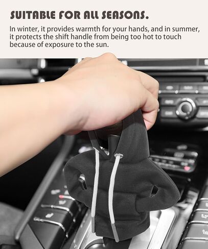 RACOONA Gear Shift Hoodie,Car Decor Car Gear Shift Cover,Gear Shift Knob Cover Gear Shift Hoodie Cover, Car Shift Knob Hoodie,Fashionable Hoodie Shift Knob Protector Car Accessories for Women (Black) in Saudi Arabia