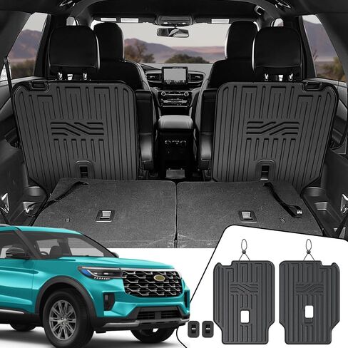Cargo Mat Backrest Mats Floor Mats for 2020-2024 2025 Ford Explorer 6 Seats Captain Seat Accessories, All Weather TPE Cargo Liner Seat Back Covers Floor Liners(Floor Mats+2-in-1 Cargo Mat) in Saudi Arabia