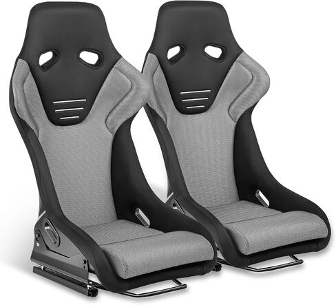 DNA MOTORING Pair of Universal Fixed Position Bucket Racing Seats with Sliders,23.5" W X 21" D X 39" H,Blue/Black,RS-JBR-012-BL in Kuwait