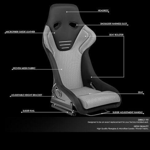 DNA MOTORING Pair of Universal Fixed Position Bucket Racing Seats with Sliders,23.5" W X 21" D X 39" H,Blue/Black,RS-JBR-012-BL in Kuwait