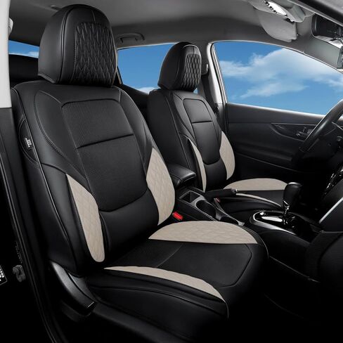 FREESOO Leather Car Seat Covers Full Set, Red Black Seat Covers for Cars, Waterproof Car Seat Covers Front Seats and Back, Automotive Car Seat Cushion Protector Fit for Most Trucks SUV Vehicles in Saudi Arabia