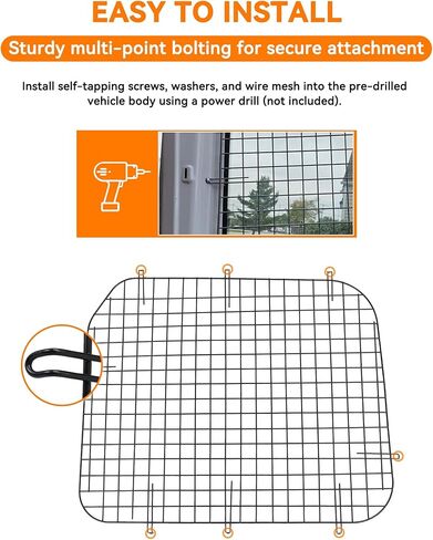 شاشات أمان النافذة الخلفية تناسب 2015-2024 Ford Transit متوسطة السقف عالية السقف فان شاشة أمان معدنية 2 قطعة باللون الأسود in Kuwait