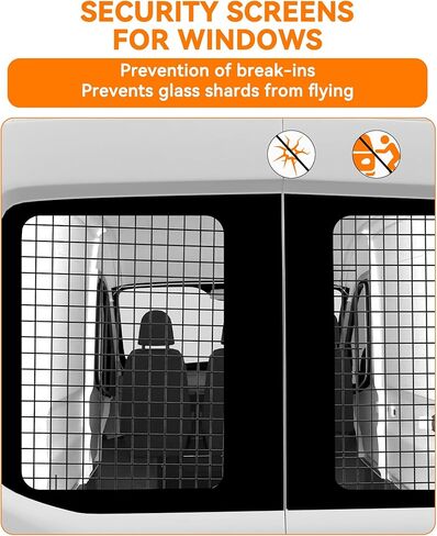 شاشات أمان النافذة الخلفية تناسب 2015-2024 Ford Transit متوسطة السقف عالية السقف فان شاشة أمان معدنية 2 قطعة باللون الأسود in Kuwait