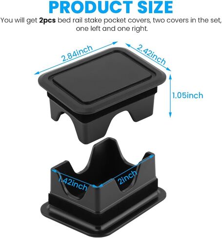 2 Pcs Truck Stake Pocket Covers, Truck Bed Rail Caps, Dustproof Truck Bed Hole Plugs, Rail Cover Car Exterior Accessories, Compatible with Dodge Ram 2019‑2021 1500 2500 in Saudi Arabia