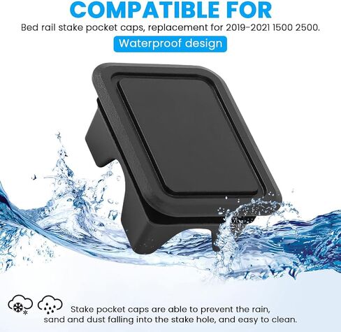 2 Pcs Truck Stake Pocket Covers, Truck Bed Rail Caps, Dustproof Truck Bed Hole Plugs, Rail Cover Car Exterior Accessories, Compatible with Dodge Ram 2019‑2021 1500 2500 in Saudi Arabia