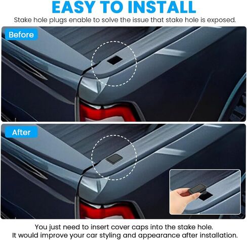 2 Pcs Truck Stake Pocket Covers, Truck Bed Rail Caps, Dustproof Truck Bed Hole Plugs, Rail Cover Car Exterior Accessories, Compatible with Dodge Ram 2019‑2021 1500 2500 in Saudi Arabia